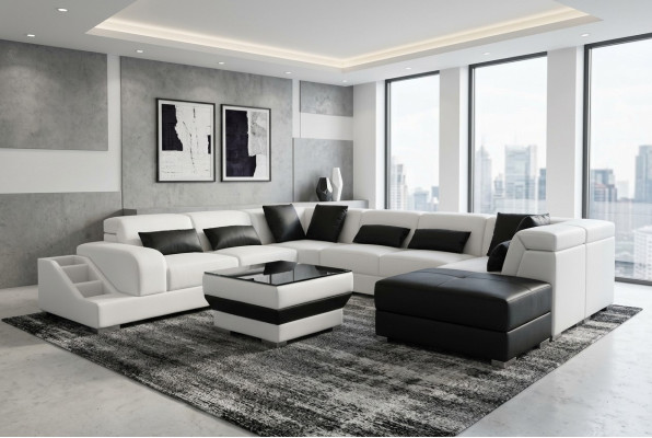 Moderne Sitz Polster Wohnlandschaft Wohnzimmer Couch Polster Ecke USB UForm Neu