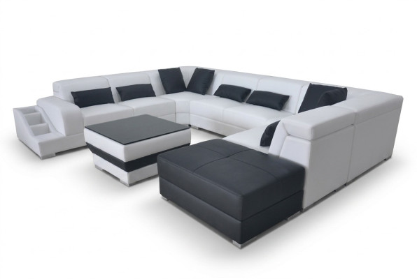 Moderne Sitz Polster Wohnlandschaft Wohnzimmer Couch Polster Ecke USB UForm Neu