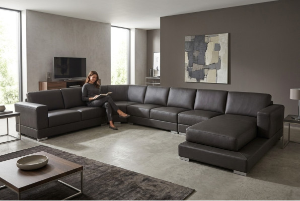 Ecke Leder Modern XXL Couch Wohnlandschaft Ledersofa Sofa U-Form USB Ecksofa Neu