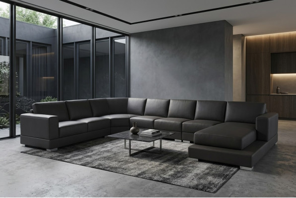 Ecke Leder Modern XXL Couch Wohnlandschaft Ledersofa Sofa U-Form USB Ecksofa Neu