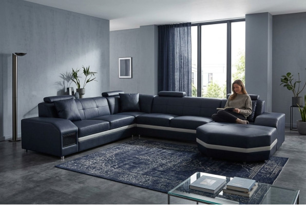 Sofa Ecksofa Design Polster Eckcouch Couch Wohnlandschaft Eckgarnitur UForm +USB