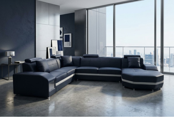 Sofa Ecksofa Design Polster Eckcouch Couch Wohnlandschaft Eckgarnitur UForm +USB