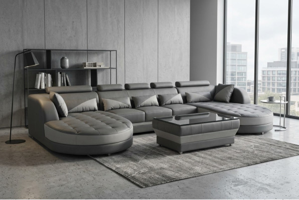 Ecksofa Design Eckgarnitur Eckcouch Sofa Couch Polster Wohnlandschaft Tisch USB
