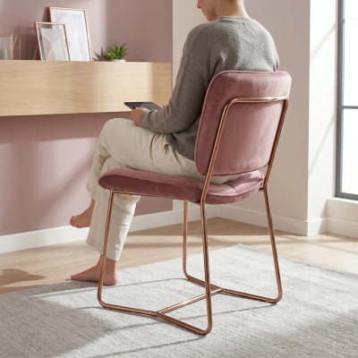 Rosa Lehnstuhl Designer Einsitzer Stuhl Polstersitzer Metallstuhl