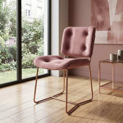 Rosa Lehnstuhl Designer Einsitzer Stuhl Polstersitzer Metallstuhl