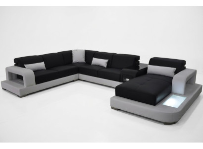 Moderne Sitz Polster Wohnlandschaft Wohnzimmer Couch Polster Ecke USB + Licht