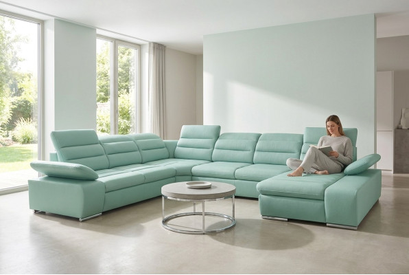 Wohnlandschaft Ecksofa U-form Eckcouch mit Schlaffunktion Sofa Couch Neu Ecksofa