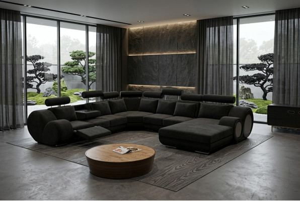 Sofa mit USB Designer Wohnlandschaft U-Form Couch Ecksofa Polster Garnitur Neu