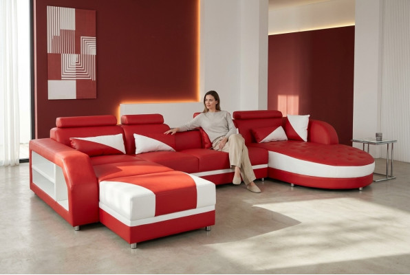 Sofa Ecksofa Design Polster Eckcouch Eckgarnitur Wohnlandschaft Couch UForm +USB