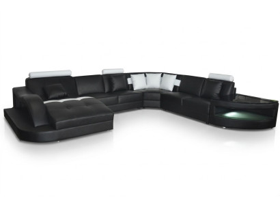 Leder Sofas Wohnlandschaft Eck Garnitur Design Modern Sofa mit USB L6015 Tisch