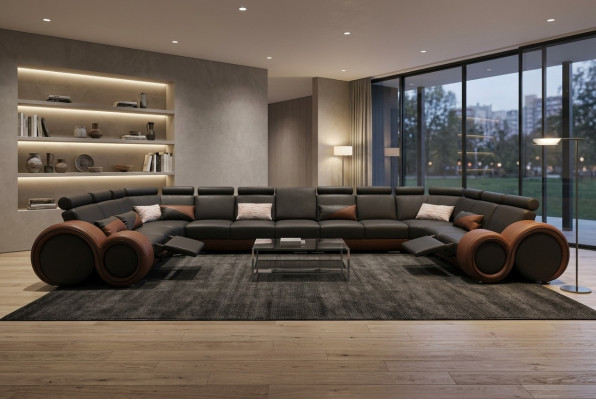 XXL Couch Big Ecksofa Leder Eckgarnitur Ecke Landschaft Polster Wohn U Form +USB