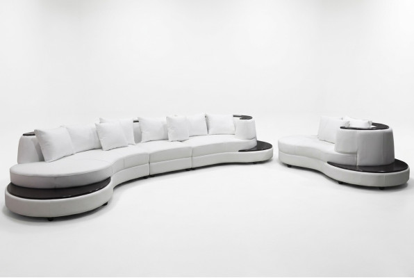 Wohn Design Couch Rund Ecksofa Polster Runde Sitzgarnitur Zimmer Landschaft USB