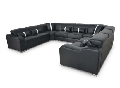 Leder Sofa Couch USB Polster Eck Garnitur Moderne Wohnlandschaft U Form Design