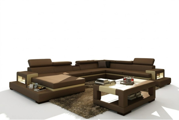 Ledersofa Sofa Ecksofa U Form Couch Wohnlandschaft Designer Sitz Ecke LEONARDO-B