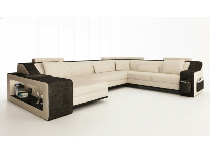 Moderne Wohnlandschaft Polster Ecksofa Sofa Couch Eck Garnitur Textil Sofas +USB