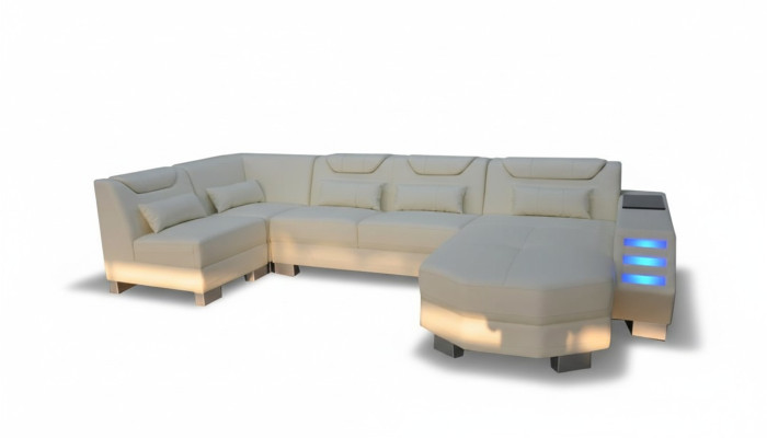 Designer Sofa mit USB Eck Leder Ecke Sofa Polster Zimmer Leder Sitz Polster Neu