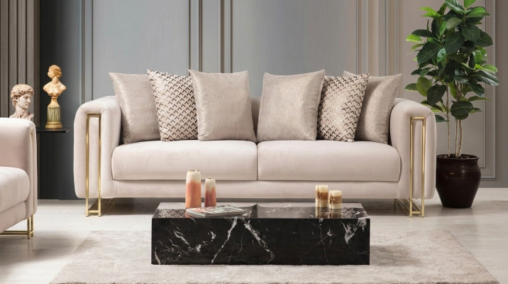 Design Textil 3 Sitzer Weiß Elegant Modern Sofa Polsterung Couch Neu Wohnzimmer