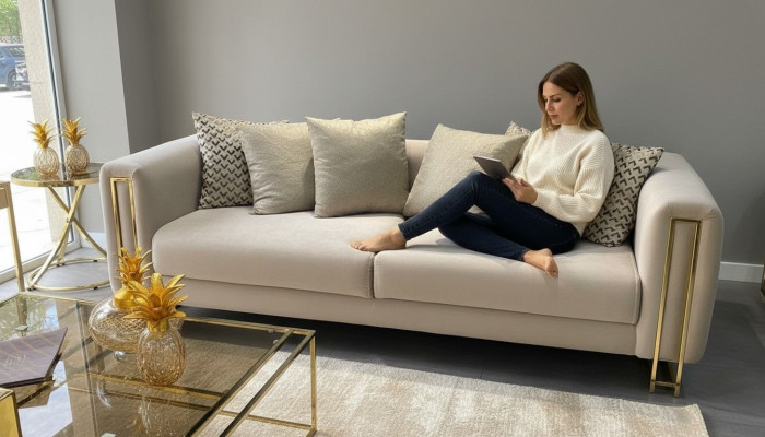 Design Sofa Moderne 3er Sitz Zimmer Möbel Grau Sofas Dreisitzer Couch Polster