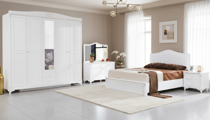Luxus Schlafzimmer Set 4tlg. Bett 2 Nachttische Kommode Landhaus Möbel Neu