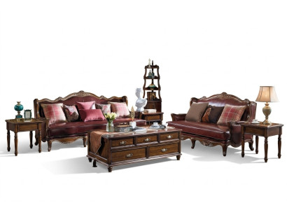 Empire USA Möbel Antik Stil Ledersofa 3+2 Sitzer Sofagarnitur Sofa