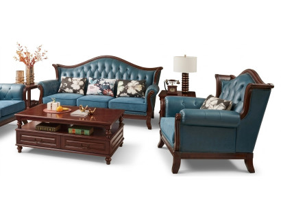 Chesterfield Klassische Ledergarnitur Barock Rokoko Sofagarnitur 3+1