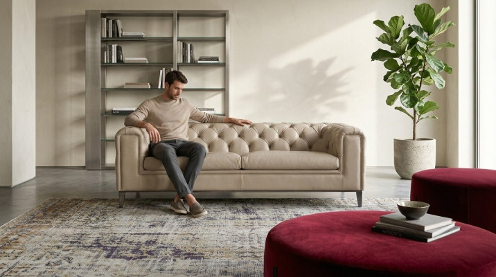 Sofa 3 Sitz Wohnzimmer Chesterfield Möbel Design Luxus Italienischer Stil Beige