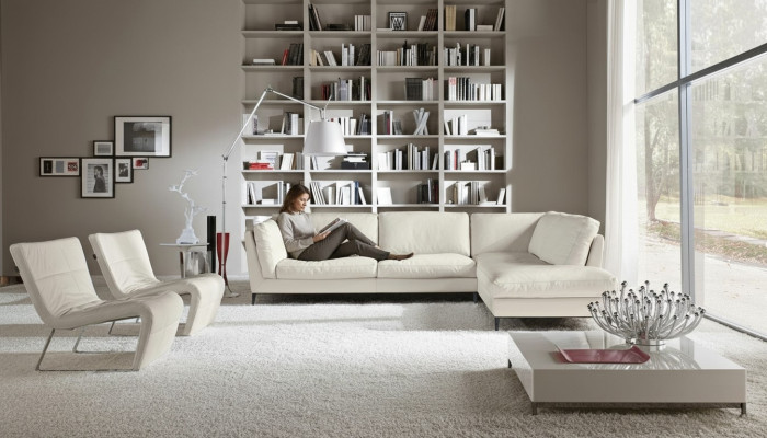 Prianera Couch Ecksofa Wohnzimmer Design Leder Modern L-Form