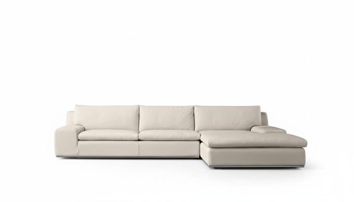 Ecksofa Wohnzimmer Schlaf Sofa Couchen Couch Weiß L Form Leder Möbel PRIANERA