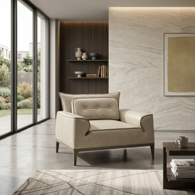 Design Leder Sessel Wohnzimmer Lounge Luxus Stuhl Design Möbel Braun Prianera