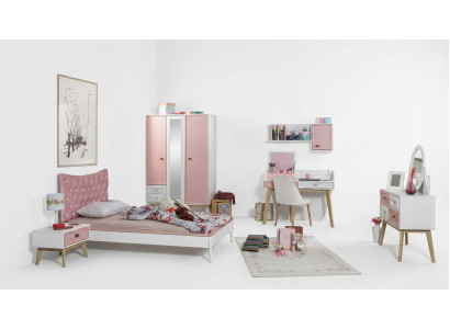 Komplett Kinderzimmer 6tlg. Kleiderschrank Bett Schreibtisch Kommode Wandregal