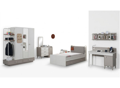 Design Jugendzimmer Komplett Kleiderschrank Kommode Schreibtisch 4tlg.