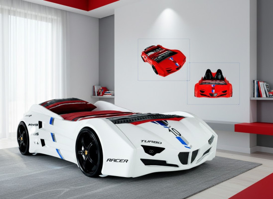 Rennwagen Auto Bett mit Matratze Autobett Kinderzimmer Betten Möbel Neu