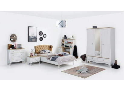 Komplett Jugendzimmer Set Bett Kleiderschrank Kommode 5tlg Möbel Luxus