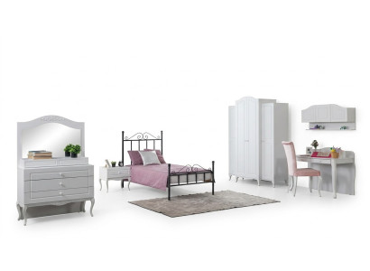 Design Mädchen Jugendzimmer  Set Bett Nachttisch Kleiderschrank 6tlg.