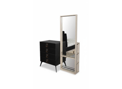 Kommode mit Spiegel Jugendzimmer Schwarz Möbel Holz Regal Kommoden Neu