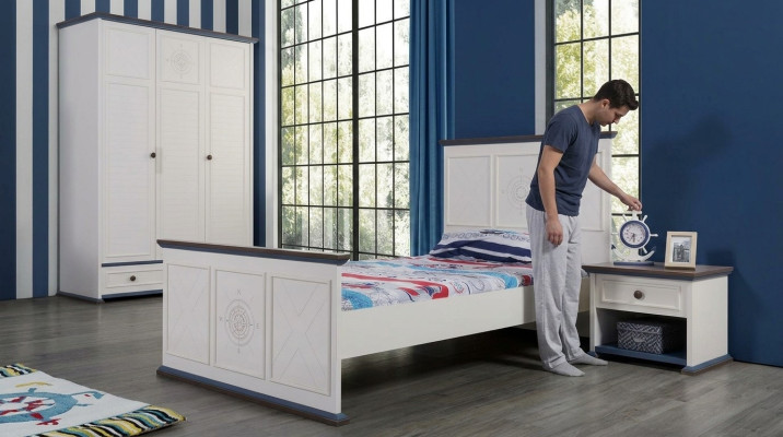 Jugendzimmer Bett Nachttisch Möbel Kleiderschrank Komplette 3tlg. 