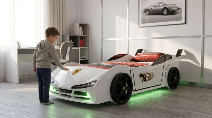 Rennwagen Auto Bett Matratze Kinderbett Autobett Kinderzimmer Möbel