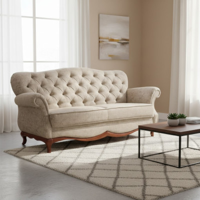 Chesterfield Dreisitzer Couch Polster Möbel Textil Sofa Couchen Stoff