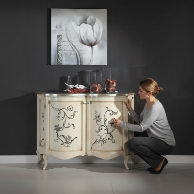 Klassisches Sideboard Holz Kommode Weiß Schrank Schränke Luxus Italienische Neu