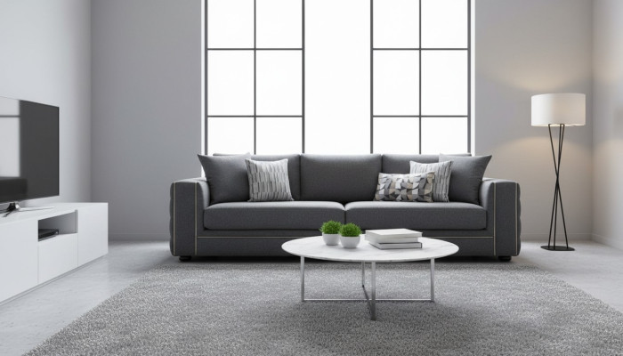 Luxus Wohnzimmer Sofa 2 Sitz Zweisitzer grau Couch Chesterfield Couchen Neu