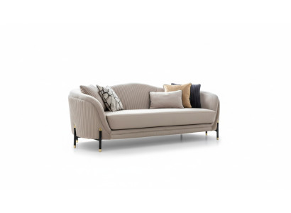 Sofa 3 Sitzer Polstersofa beige Textil Sitz Design Couch Sofas Stoff Modern Neu
