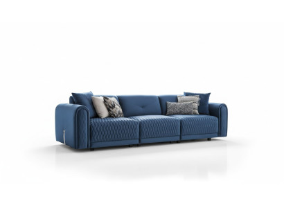 Luxus Sofa 4 Sitzer Wohnzimmer Modernes Design Blau Sofas Leder Couchen Neu