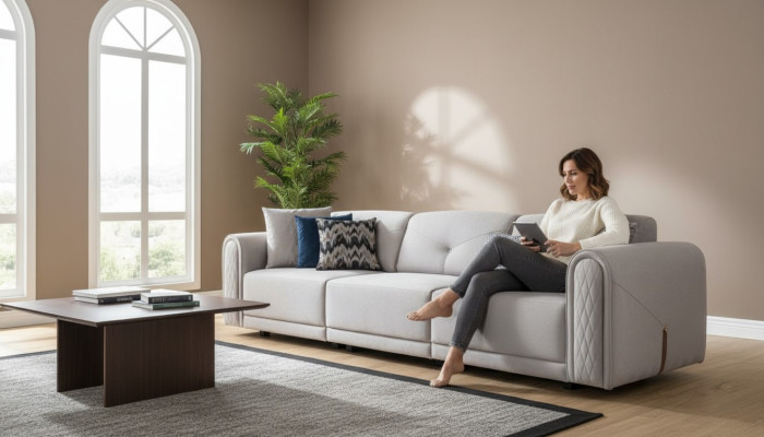 Luxus Sofa 4 Sitz Stoff Wohnzimmer Modernes Design Sofas Polster Couchen