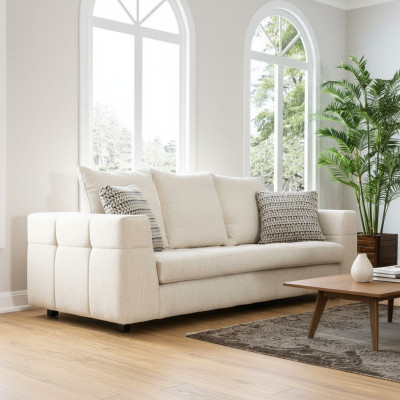 Luxus Modernes Sofa 3 Sitzer Polstersofa weiß Textill Sitz Design Couch Sofas