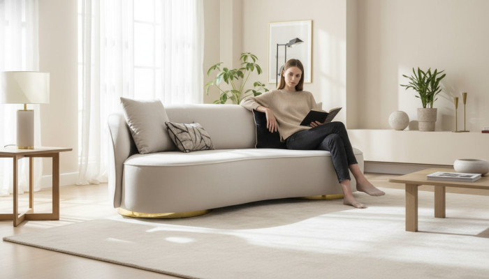 Luxus Sofa 3 Sitz Stoff Wohnzimmer Modernes Design grau Sofas Polster Couchen