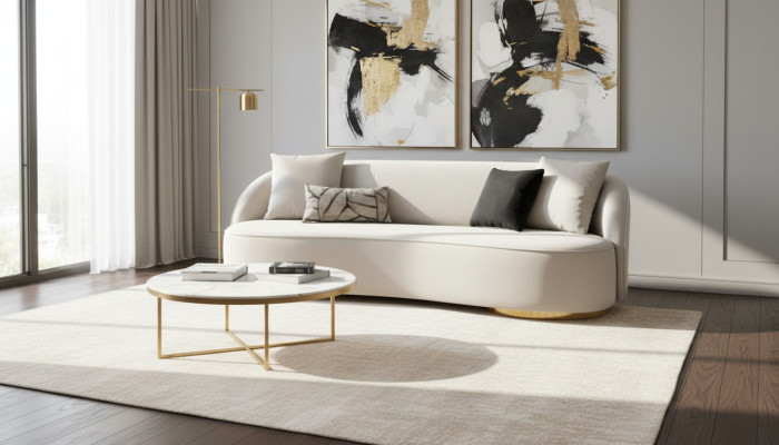 Luxus Sofa 3 Sitz Stoff Wohnzimmer Modernes Design grau Sofas Polster Couchen