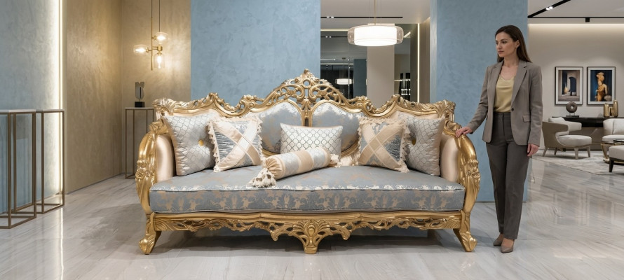 Klassische Dreisitzer Barock Couch Französische Möbel Einrichtung 3er