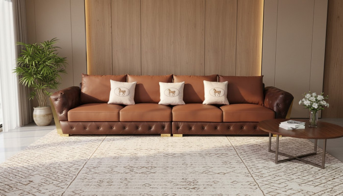 Moderner Fünfsitzer Luxus Wohnzimmer Sofa Chesterfield Design Couch