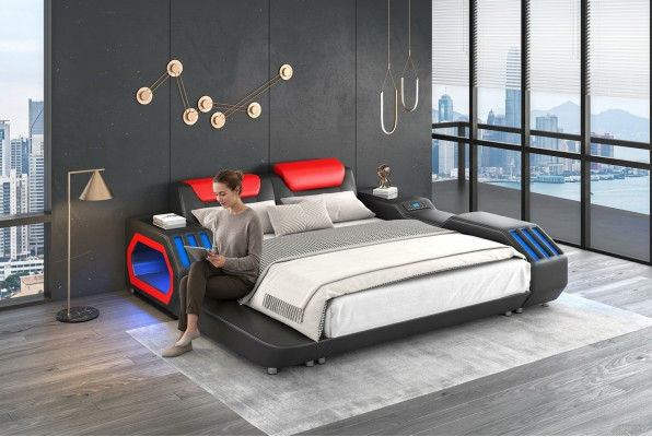 Luxus Led Betten Beleuchtetes Schlafzimmer Bett Lederbett 180x200 Möbel
