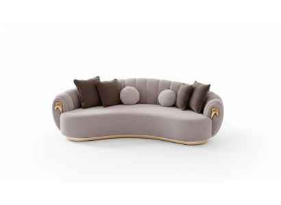 Luxus Sofa Big Couch Runde Couchen xxl Sofas Sitzmöbel Stoff 263cm Grau